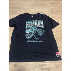 New Era Seattle Kraken NHL Mens XXL Navy Blue Graphic T-Shirt Hockey Tee